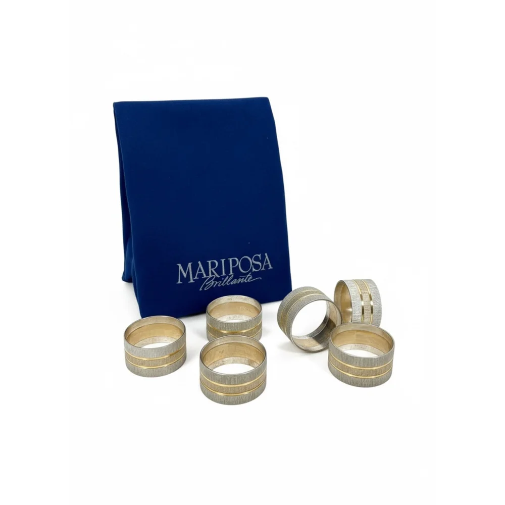 Mariposa Silver & Gold Napkin Rings Set of 8